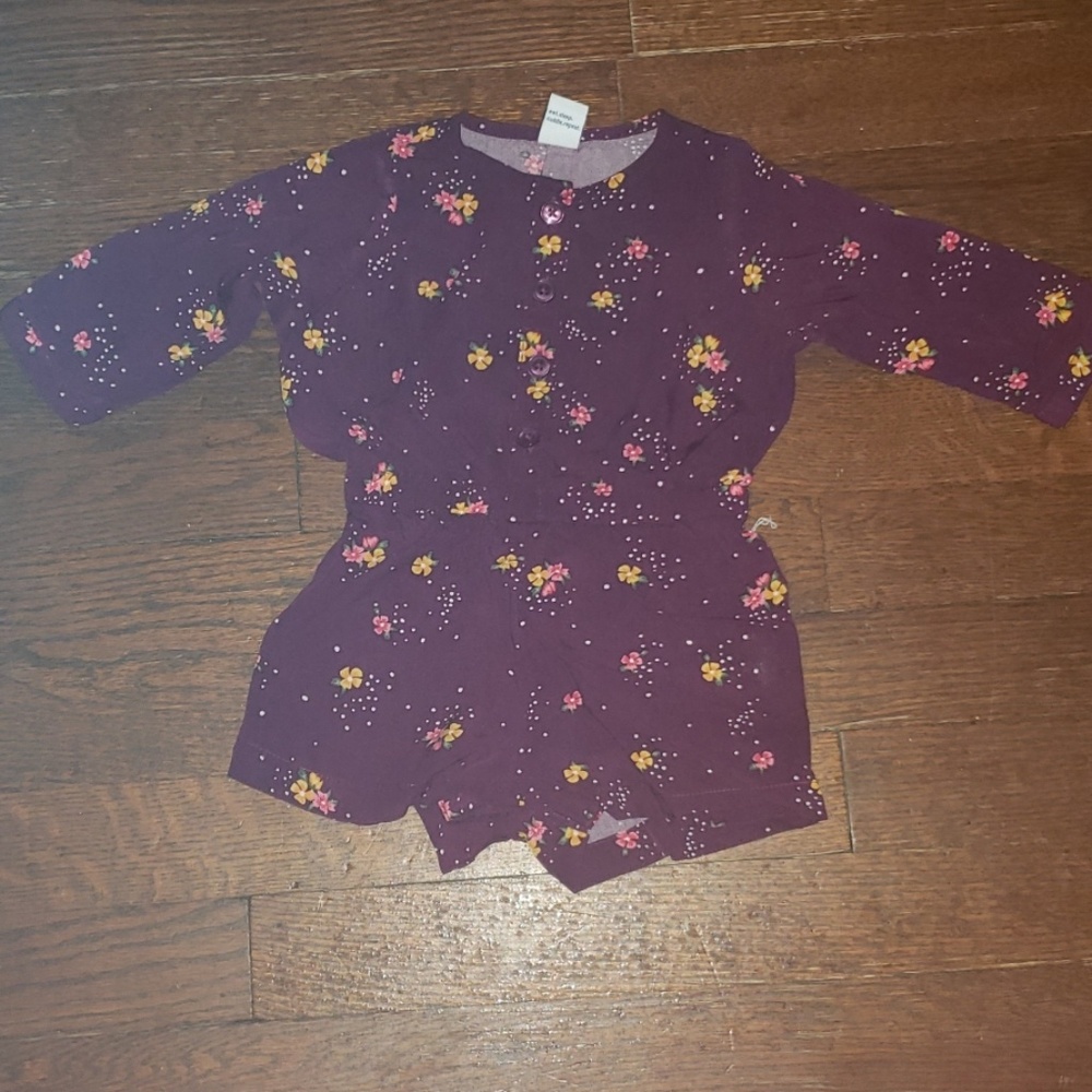 One Piece burgundy floral long sleeve romper